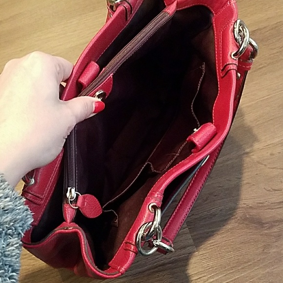 NEW Coach penelope red leather carryall purse - Picture 6 of 7